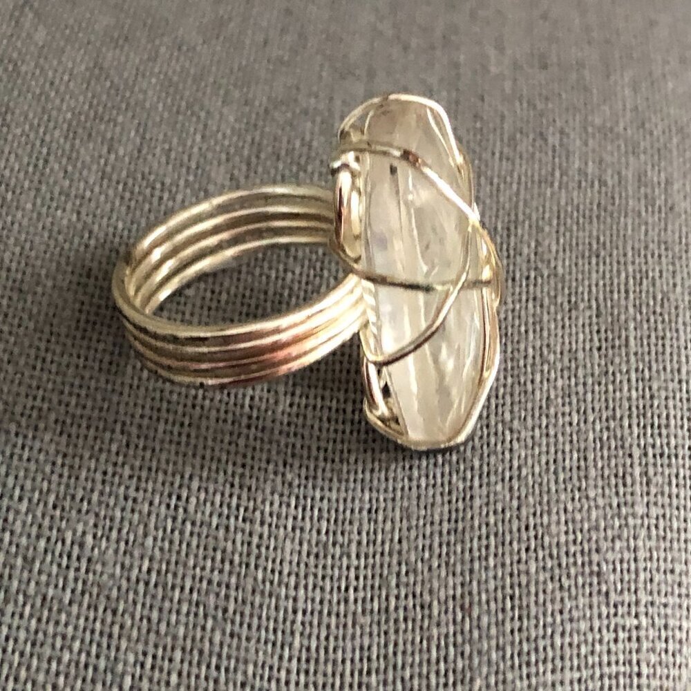 Silver Wire Wrapped Clear Crystal Ring - image 3